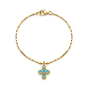 Turquoise Cross Necklace in Gold